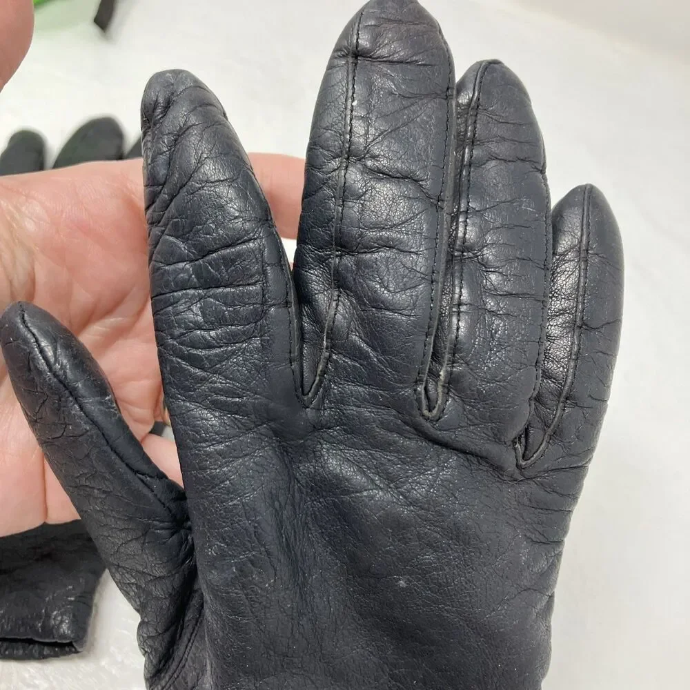 Soft Black Leather Gloves CASHMERE lined Women’s Sz 7 Vintage Philippines